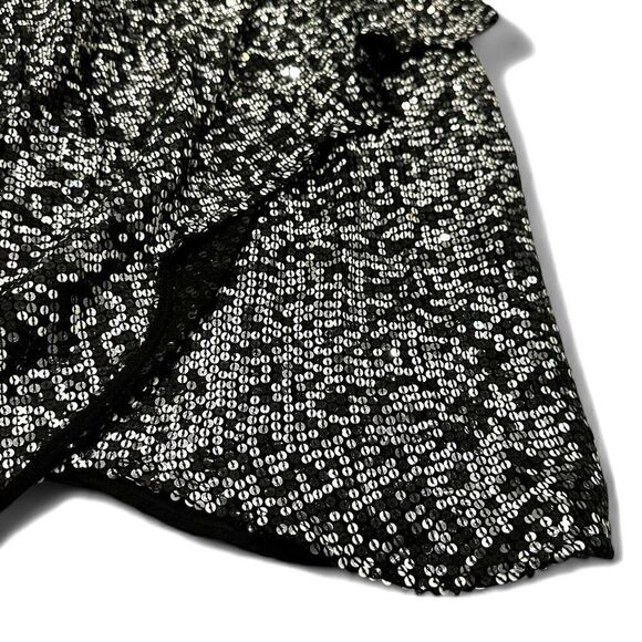 BADGLEY MISCHKA Collection Silk Sequined Wrap Dress 12 Formal Party Celebration - Picture 11 of 15